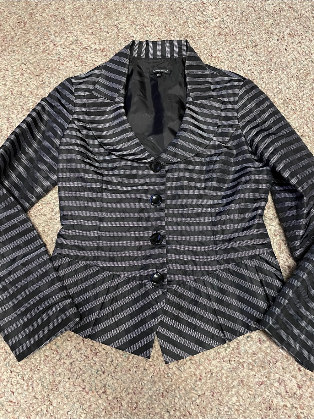 Samuel dong peplum waist black white striped blazer - new